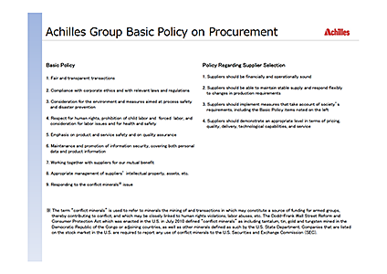 Achilles Group Basic Policy on Procurement