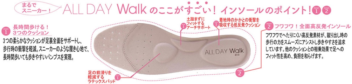 まるでスニーカー！ALL DAY Walkのここがすごい！インソールのポイント（1）（2）