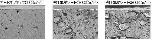 ＜他社単層シートとの構造比較＞：電子顕微鏡写真