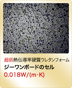 超低熱伝導率ポリウレタンフォーム ジーワンボードのセル　0.018W/(m･K)